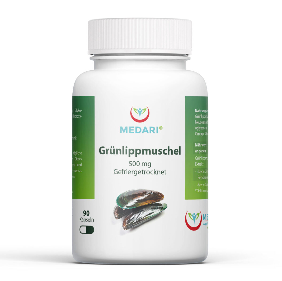 Grünlippmuschel – 90 Kapseln – 500mg Gefriergetrockneter 5:1 Extrakt